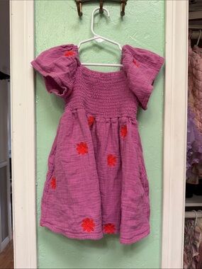 Girls' cat & Jack Pink Floral Embroidered Smocked Dress